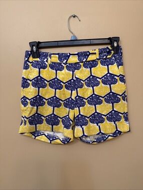 Jade High-Waist Yellow & Navy Printed Shorts